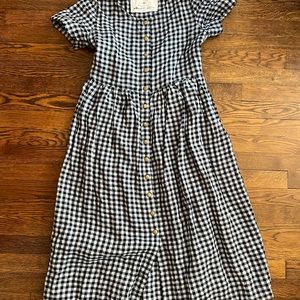 NPL Mama Dress mid-weight Blue gingham, size small